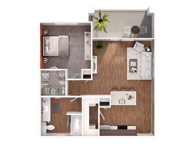 1 Bed, 1 Bath (60% Income Restricted) 11102 floor plan
